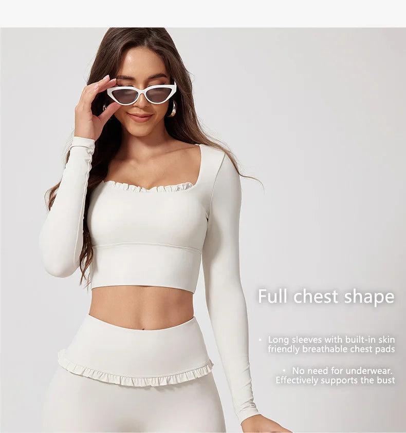 Premium Women’s 2-Piece Yoga & Gym Set – Long Sleeve Quick-Dry Sportswear
