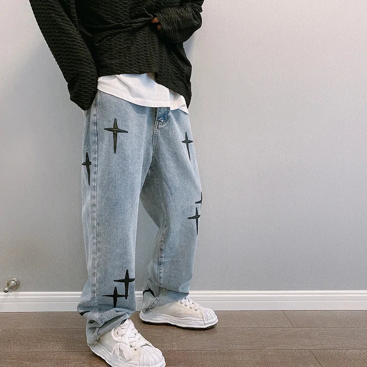 Men’s Wide-Leg Streetwear Cargo Jeans