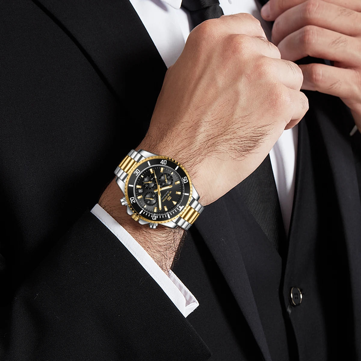 VA VA VOOM Men’s Luxury USA Business Diver Watch – Stainless Steel Quartz Chronograph