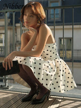 Y2K Polka Dot Mini Dress – Backless Bow Detail Streetwear