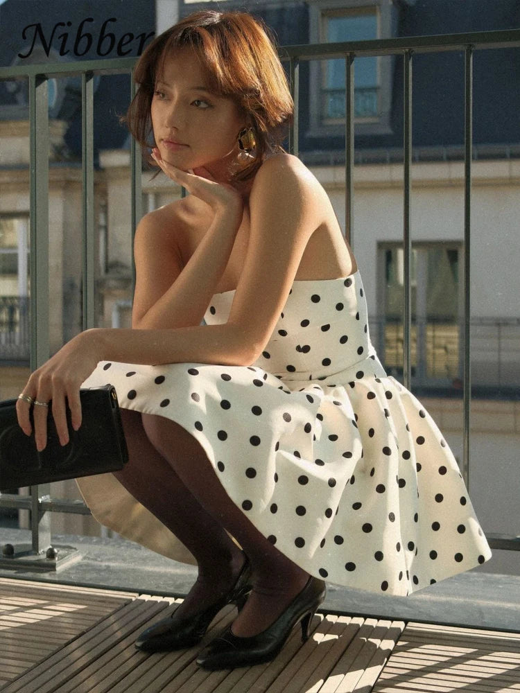Y2K Polka Dot Mini Dress – Backless Bow Detail Streetwear