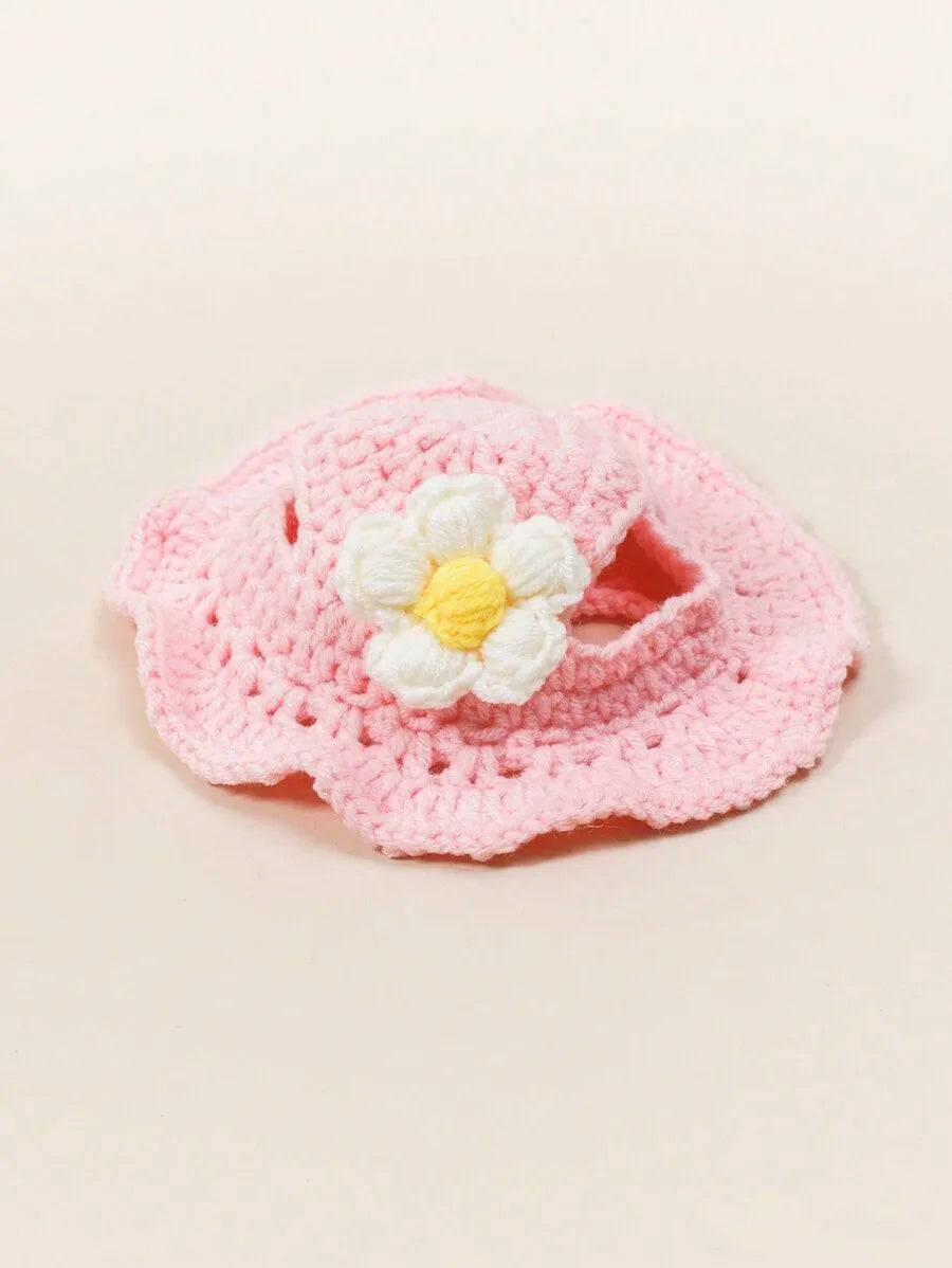 Floral Knit Hat for Cats & Small Dogs — One Size