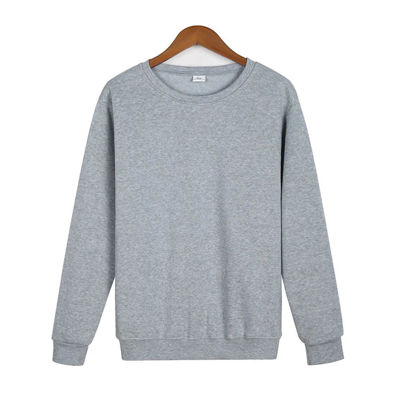 Men's Solid Crew Neck Pullover Sweatshirt