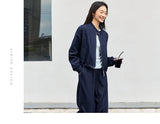 VIMLY 2 Piece Pant Set Woman Casual Outfits Women's Pant Suit 2026 Blue Stand-up Collar Jacket and Trouser Female Clothing A0119