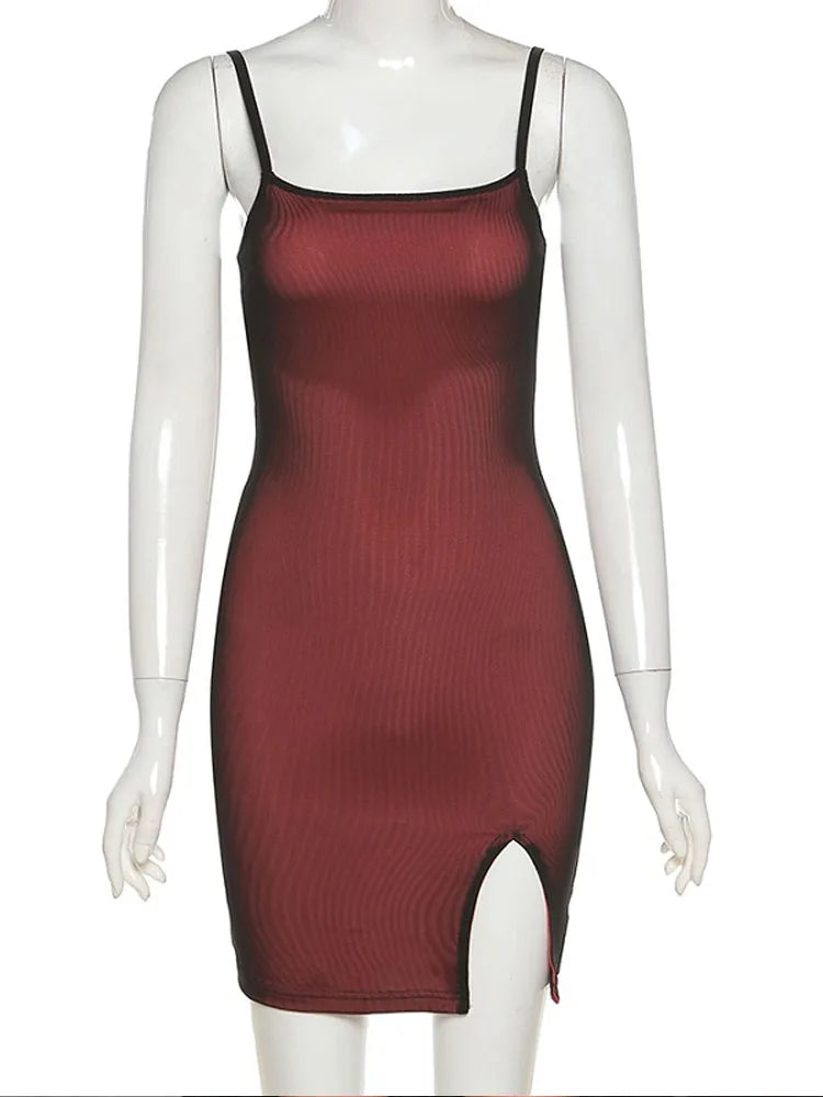 Women's Mesh Double-Layer Halter Bodycon Mini Dress