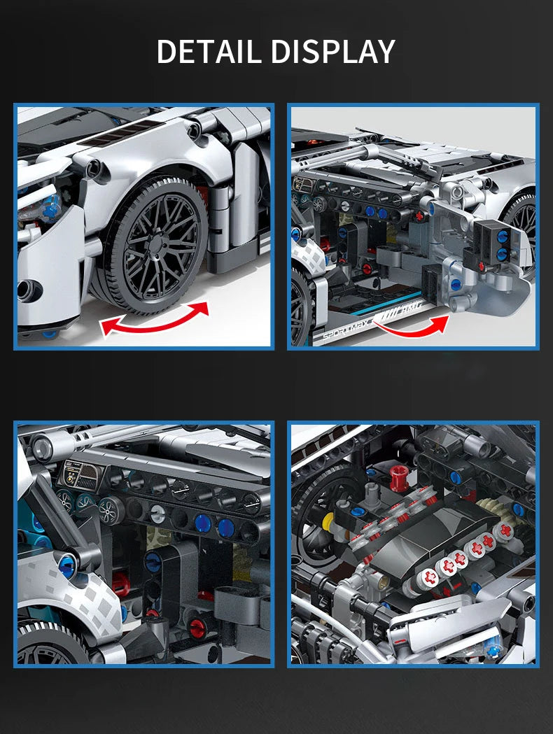 1310 PCS Racing Car Building Blocks Set, 1:14 Scale Technical Sports Vehicle Model Kit for Adults, Assembly Toys Birthday Gifts