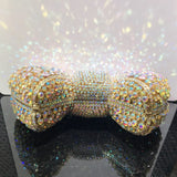 Elegant Rhinestone Bowtie Evening Bag Fashionable Luxurious Banquet Crystal Clutch Personalized Handbag Unique Diamond Party Bag