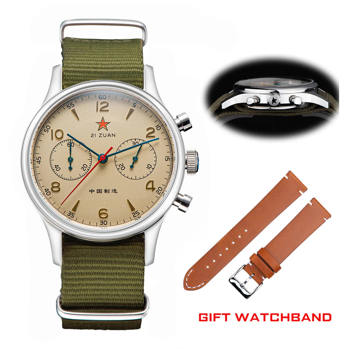 38mm 1963 Mens Watch Polit Chronograph Wristwatch ST1901 Mechanical Original Air Force 40mm Acylic Reloj Homber Tianjin Movement