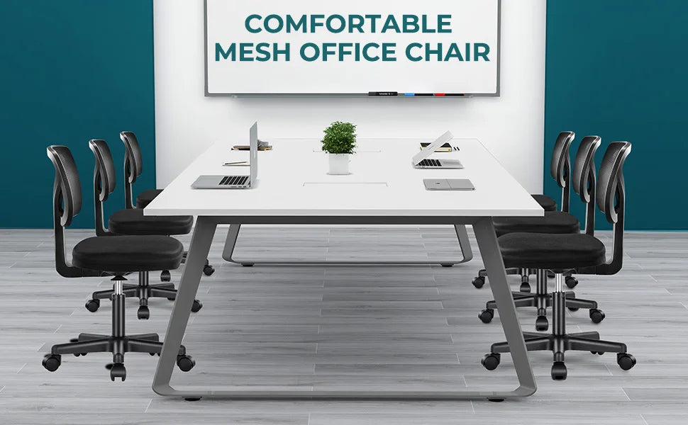 JHK Armless Mesh Office Chair | Lumbar Support & 360° Swivel