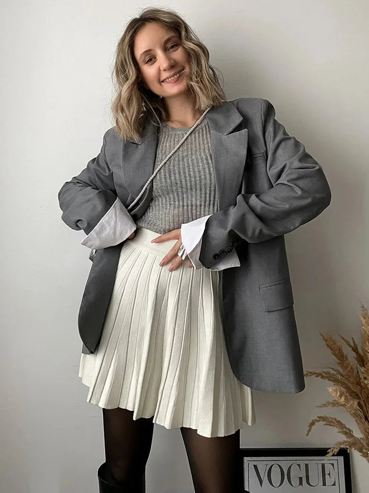 Elegant Knit Pleated Mini Skirt for Women