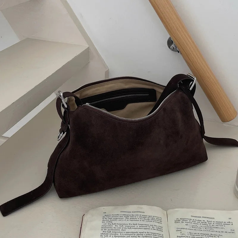 Autumn Winter Fashion Women's Shoulder Crossbody Bag Luxury Designer Brand Ladies Soft Suede Cow Leather High Quality Bag New
