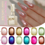 XEJAYI 12pcs 15ml Rainbow Candy Cat Eye Gel Nail Polish Set,UV LED Soaking Nail Gel, Semi-Permanent, DIY Salon Quality Nail Art