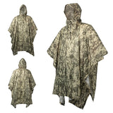 Military Camo Waterproof Rain Poncho & Shelter