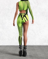 Women's Cyberpunk Rainbow Asymmetrical Bodysuit