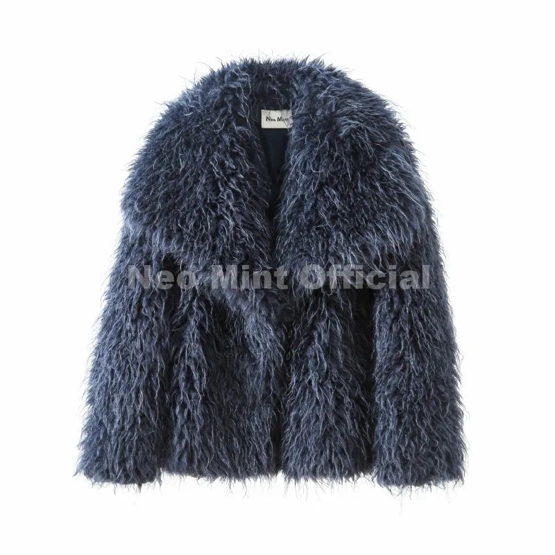 Lulicore Women’s Chic Brown Faux Fur Jacket – Premium Warm Autumn/Winter Overcoat