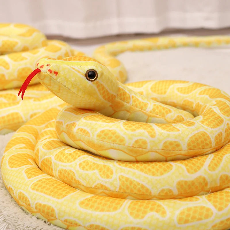 Giant Python-Print Plush Snake Pillow & Home Décor