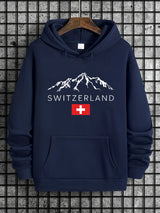 Men's Mountain Print Fleece Hoodie