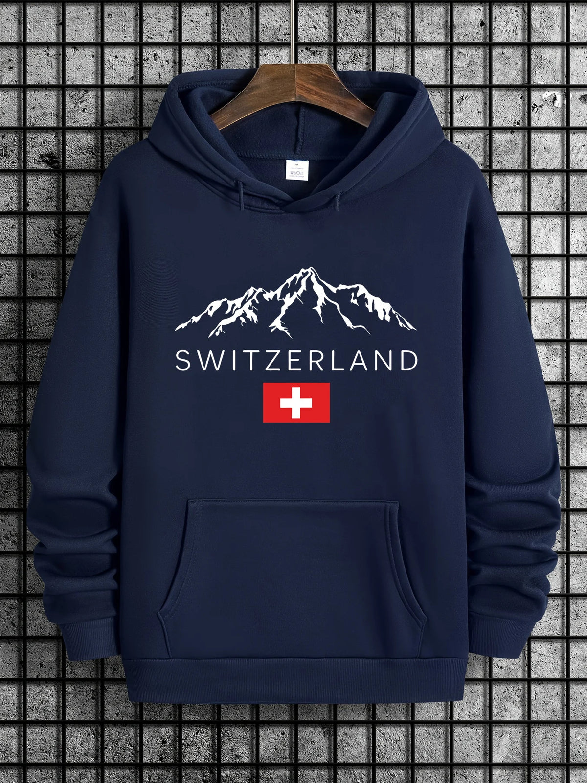 Men's Mountain Print Fleece Hoodie