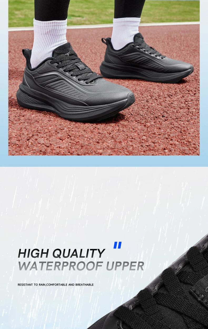 QIAODAN YUYI 4 Winter Running Shoes Men's Sports Shoes Waterproof Absorbing Lightweight Black Fleece Sneakers QXB023244007B