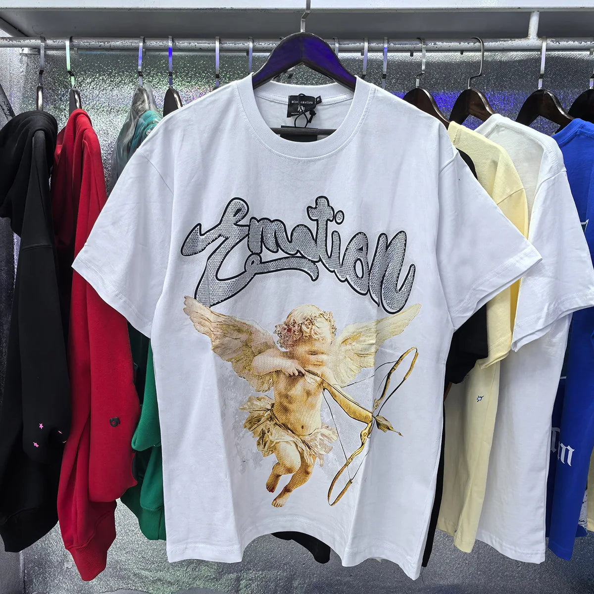 MIXED EMOTION Oversized Cotton Rhinestone T-Shirt