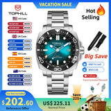 TOPHILL 43mm NH34 GMT Men Watch Automatic Mechanical Wristwatch 300M Dive Sapphire Ceramic Bezel Luxury Luminous 3H Date TD012G