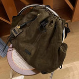 European And American Frosted Suede Bucket Type Backpack Retro Large Capacity Portable Single Shoulder Diagonal Cross Bag Trendy
