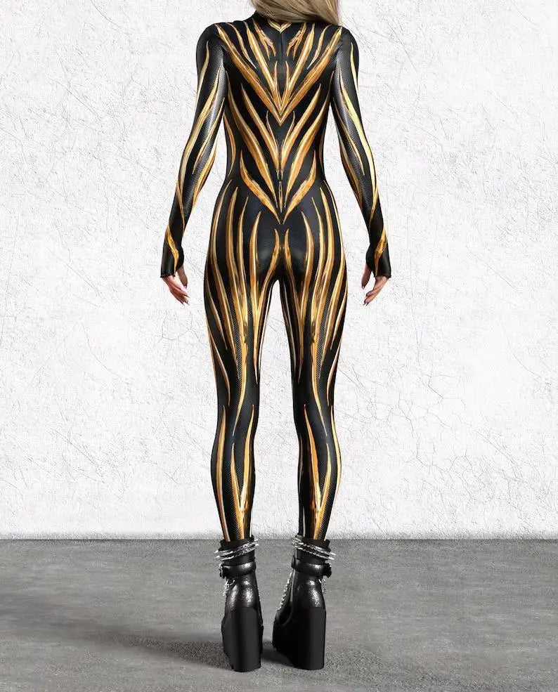 Women's 3D Print Goddess Jumpsuit Catsuit Costume