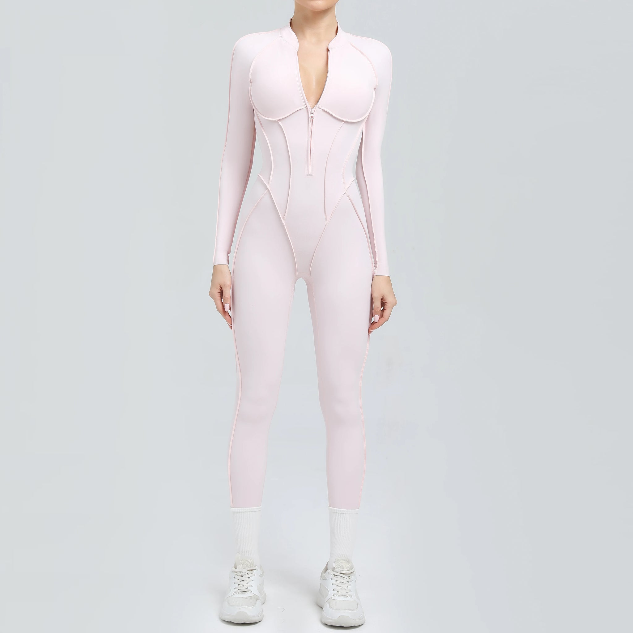 Long Sleeve Zip-Front Yoga Jumpsuit