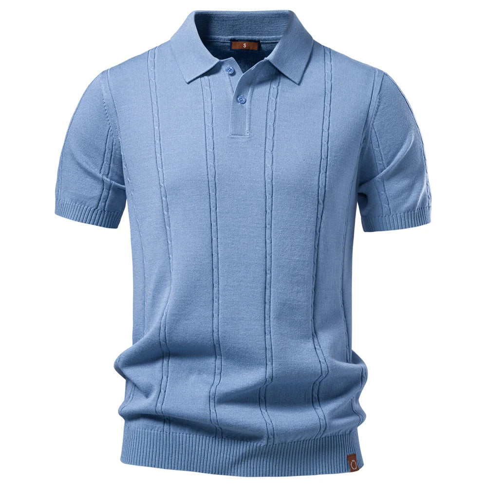 AIOPESON Men's Stripe Golf Polo Shirt | Icy Silk Touch
