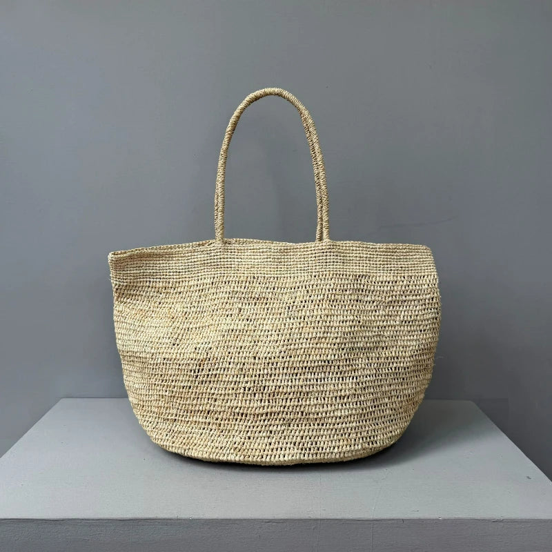 Fashionable Natural Rafia Grass Hand-woven Bag, Large Capacity, Lightweight, Versatile, Suitable for Daily Use, Women's Handbag