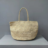 Fashionable Natural Rafia Grass Hand-woven Bag, Large Capacity, Lightweight, Versatile, Suitable for Daily Use, Women's Handbag