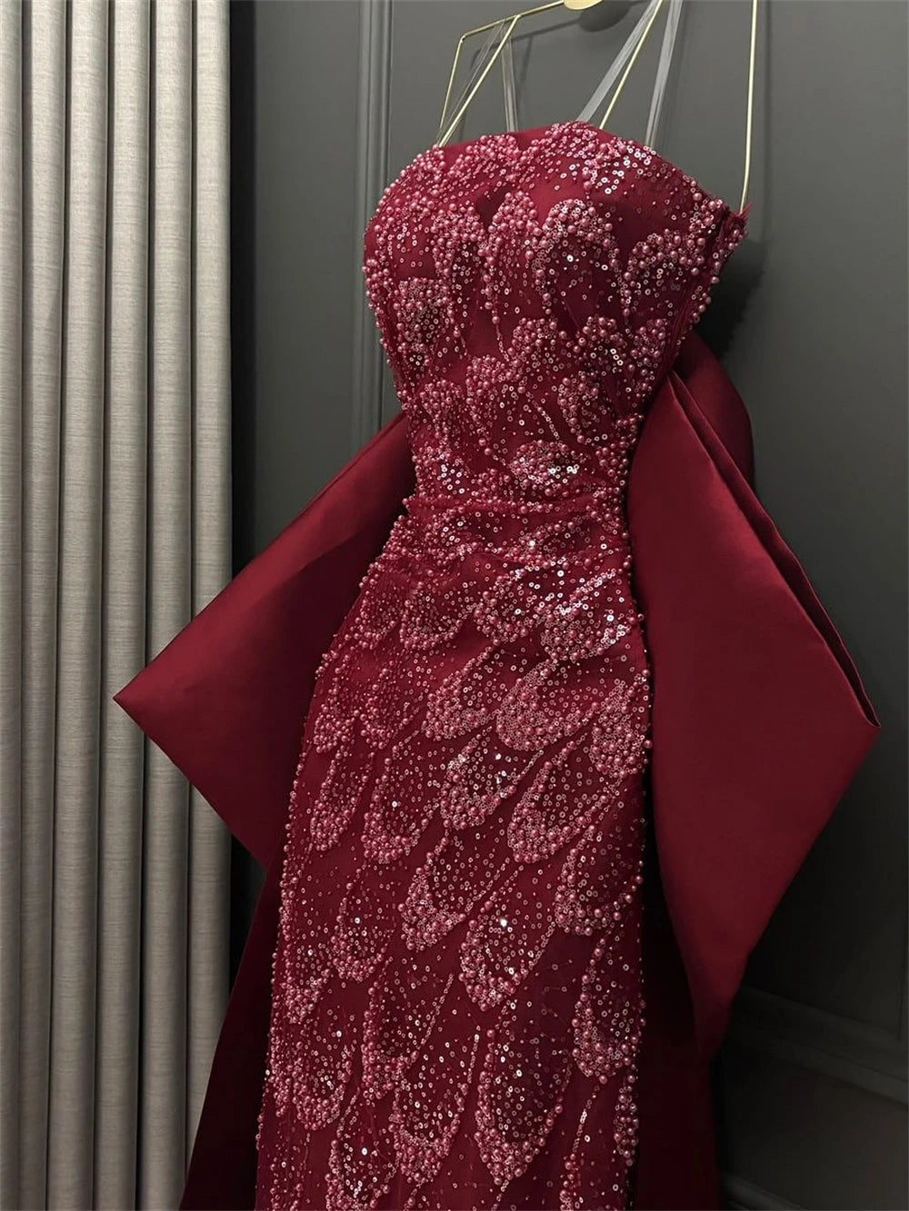 Contessa Beaded Mermaid Evening Gown | Off-Shoulder Formal Dress