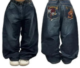 Y2K Retro Centipede Embroidered Oversized Wide-Leg Gothic Jeans