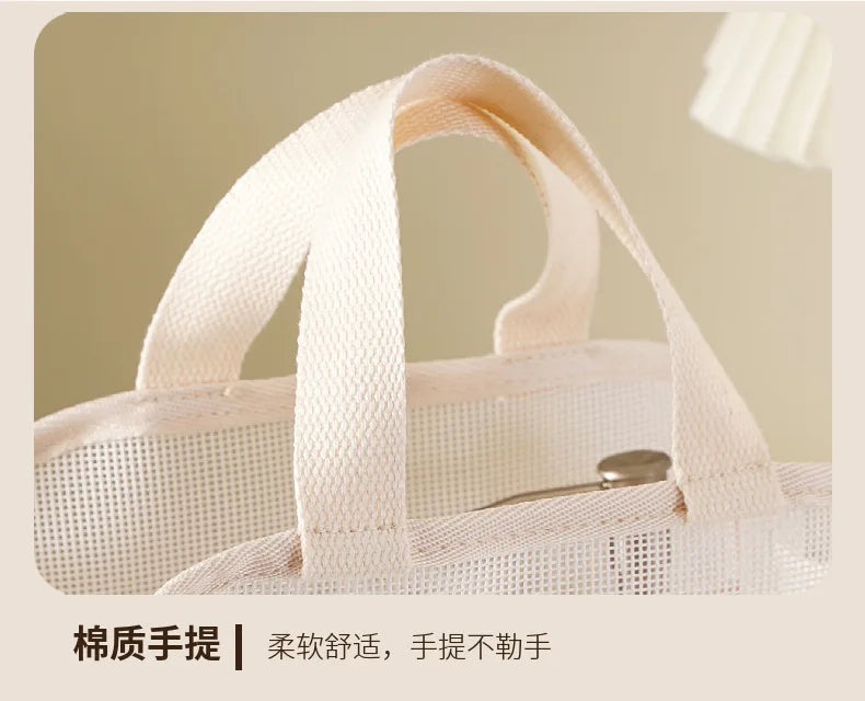 Large Mesh Makeup Bag for Women Portable Breathable Cosmetic Organizer Bag Travel Makeup Pouch with Simple Design