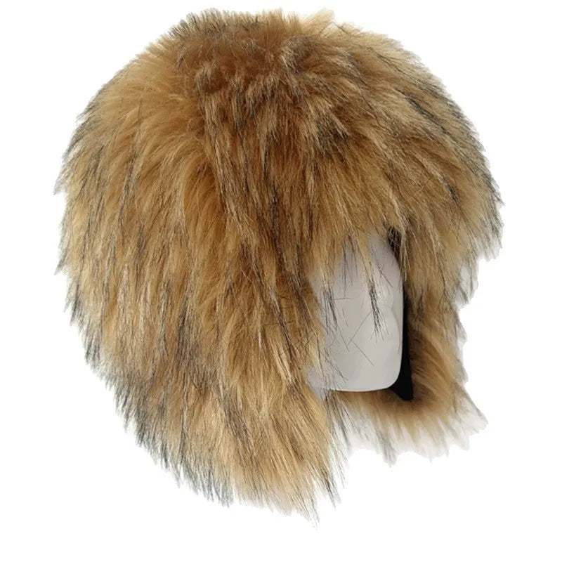 Fluffy Faux Fox Fur Trapper Hat Women pilot Hat Bomber hat men ski cap winter hat thickened warm шапка ушанка Beanies Bonnet