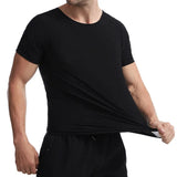 Men Sauna Sweat Short Sleeves Heat Trapping Shirts Sauna Suits Shapewear Waist Slimming Shaper Tops Workout Compression Shirts
