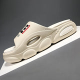 Men Thick Sole Summer Beach Slides Bathroom Anti Slip Slipper Soft Sandals Simplicity Ultra Light Letter Shoes Men Slippers