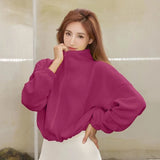 New Autumn Winter Clothes Warm High Waist Casual Sports Yoga Coat Fleece Fitness Short Jacket Slim Lady Zip Up Sweatshirt Women