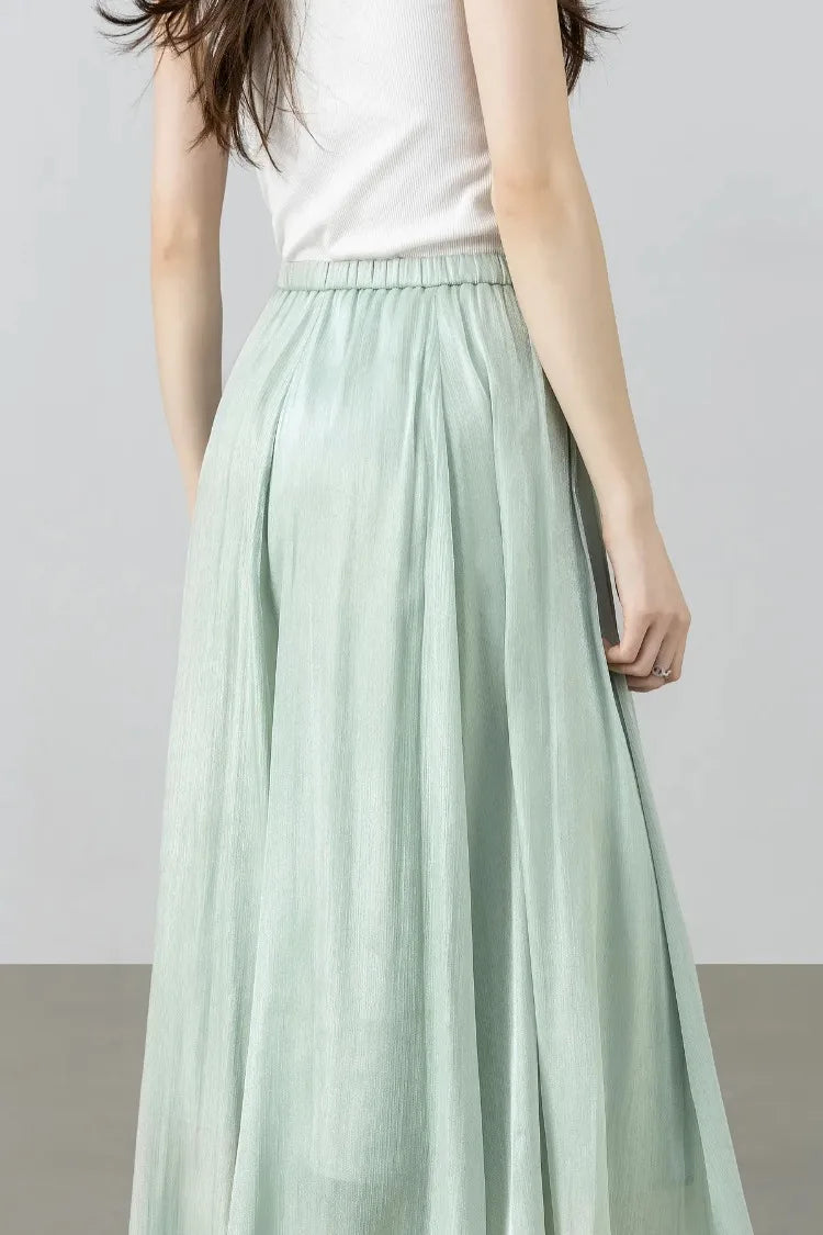 Sentubila Flowy A-Line Skirt – Iridescent Sheen