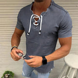 Jeans Shirt Jackets For Man Short Shirt Tops Male V Tassel Denim Solid Neck Sleeve Blouse Men рубашка мужская с длинным рукавом