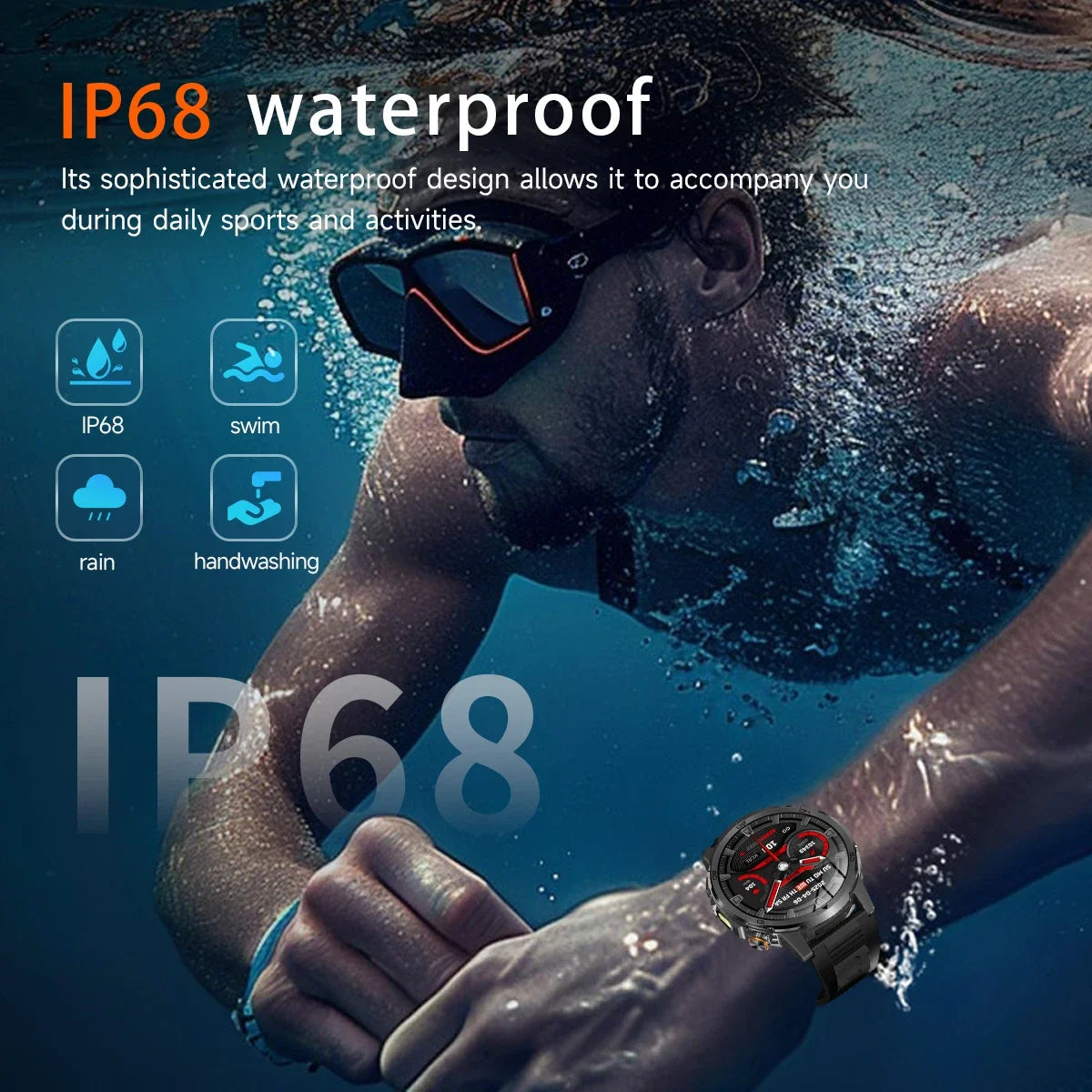 GUHUAVMI AK95 Pro Smartwatch – AMOLED, GPS & Flashlight