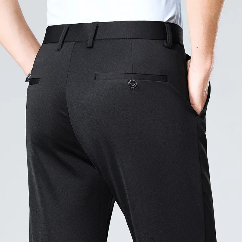 Men's Stretch Suit Pants — Slim Straight Business Formal Trousers