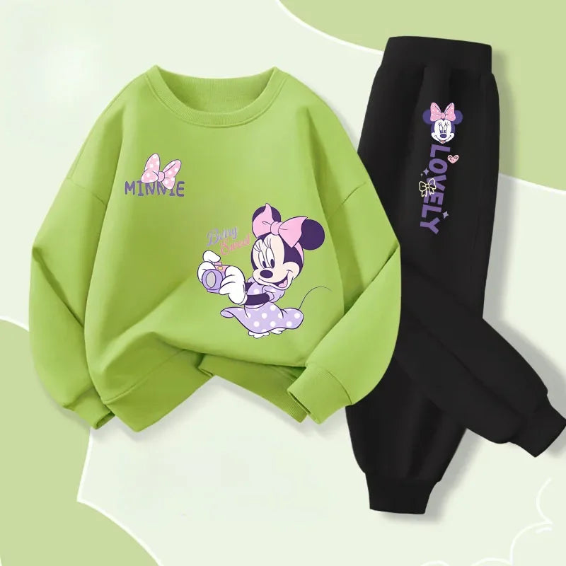 Children's Spring Autumn Long Sleeve Clothing Girls Pullover Long Pant Two Piece Sets Cartoon Printed Kids 2pcs Sets Tracksuit