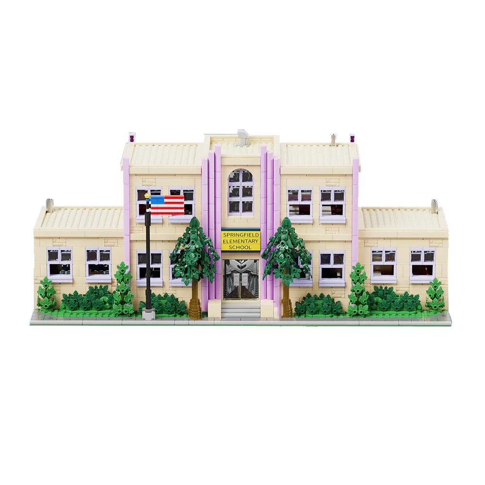 Springfield Elementary School House Modular Buildings Blocks City Apartment Architecture Brick Model Kit Adult DIY Gift 3500PCS