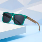 Square Wood-Grain Sunglasses – UV400 & Spring Hinges