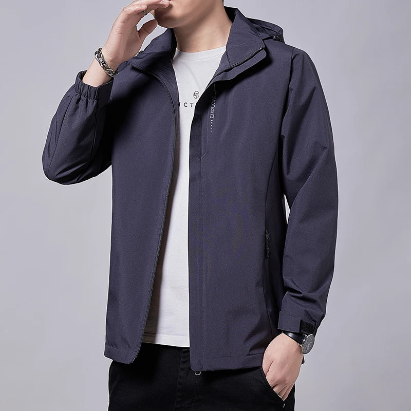 Men's Waterproof Hooded Windbreaker Jacket