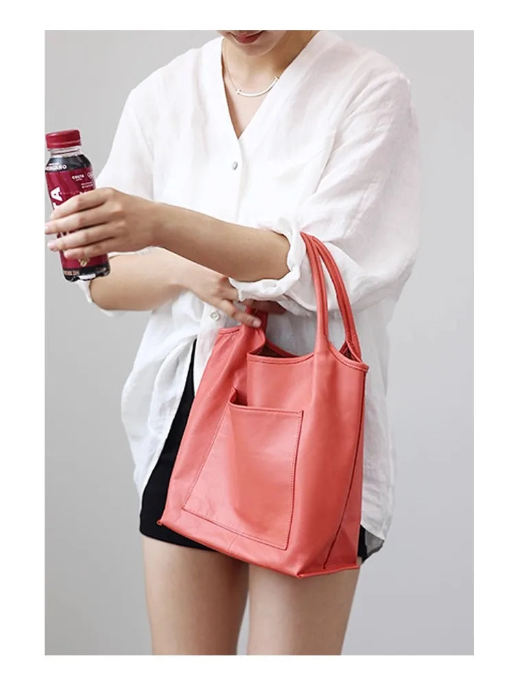 Women Genuine Leather Tote Luxury Light Weight And Comfortable To Use Handbag Colorful Soft Shopping Bags