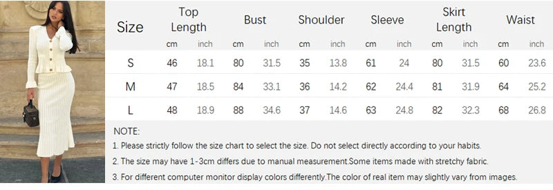Elegant V-Neck Knit Mermaid Skirt Set