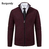 Men’s Fleece-Lined Stand Collar Cardigan