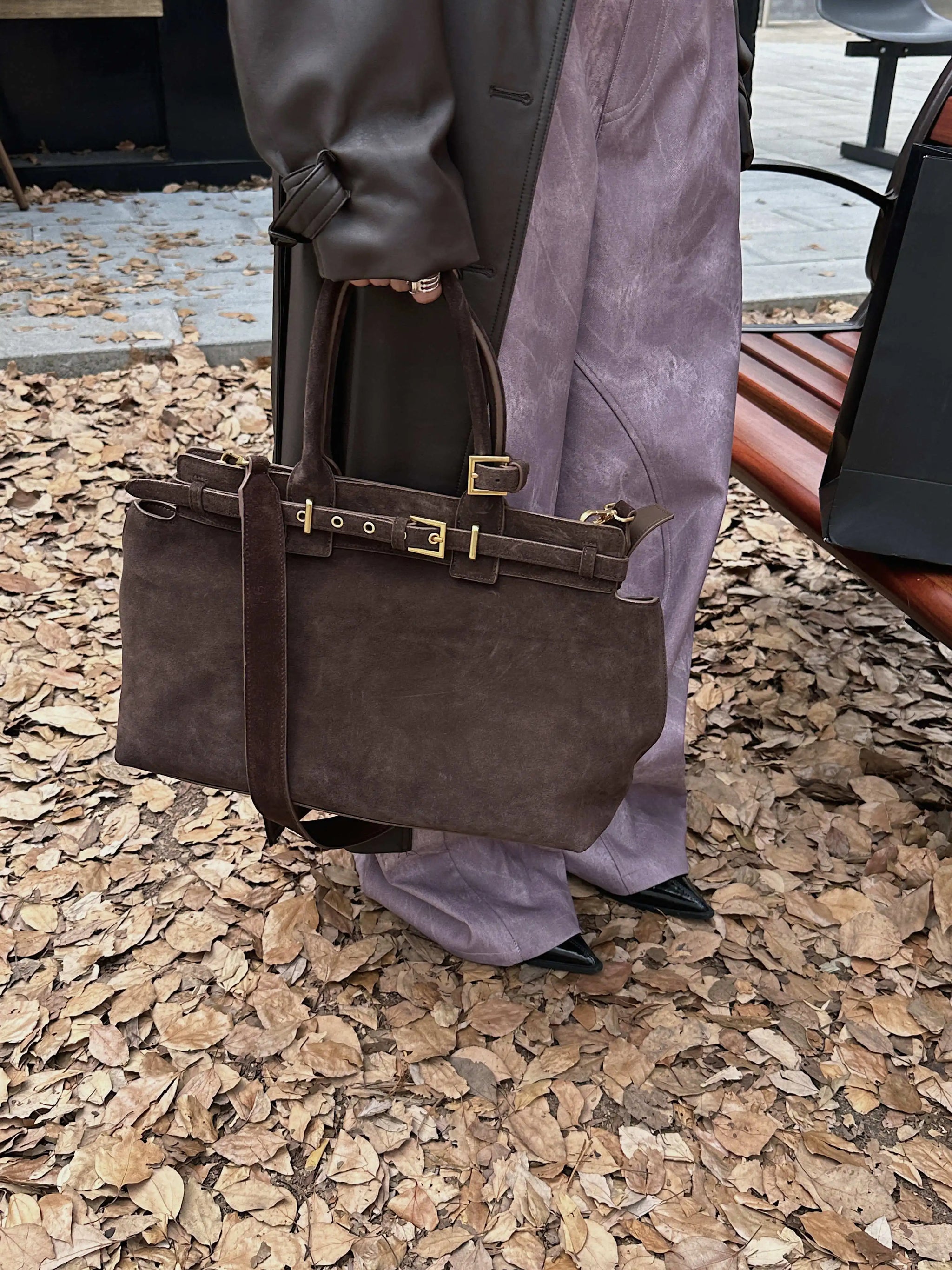 Motingsome 100% Natural Suede Bag Women Tote Luxury Designer Bags Roomy Casual Tote Crossbody Fashionable Handbag and Purses New